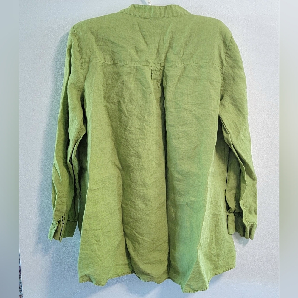 M Eileen Fisher Irish Linen Boxy Oversized Button Tunic Cottage Goblin Boho L XL - Picture 2 of 6